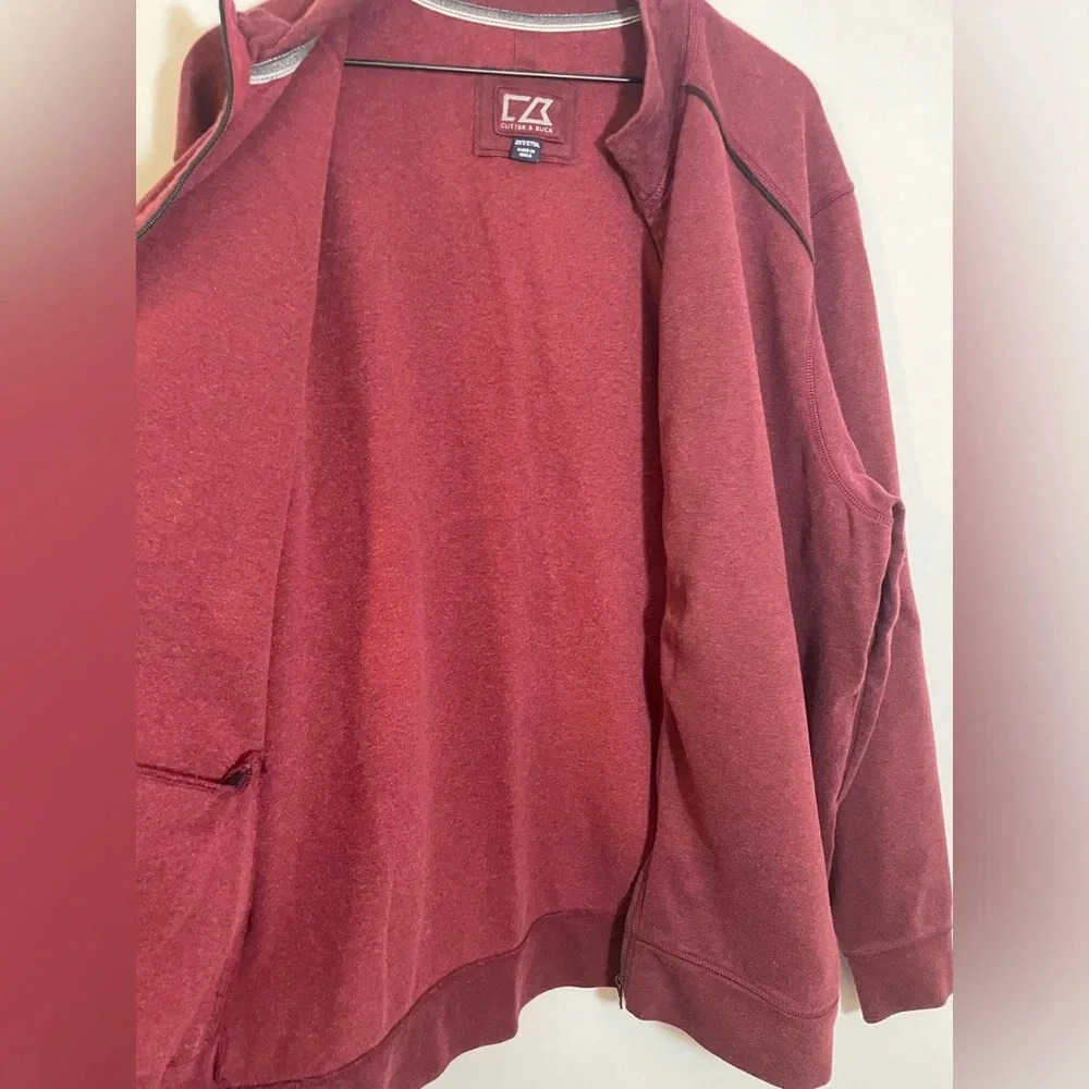 Cutter & Buck Full Zip Maroon Sweatshirt Embroidered Logo Quality Size 2XT EUC - Picture 8 of 9